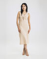 Vestido Midi Diseño Fruncido,CREMA